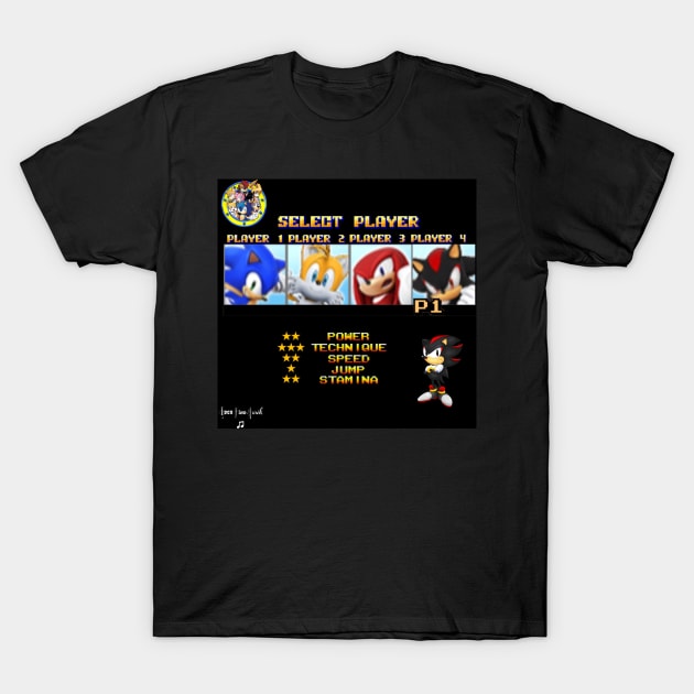 Streets of Rage x Sonic the Hedgehog (Shadow) T-Shirt by evenflowmusikapparel